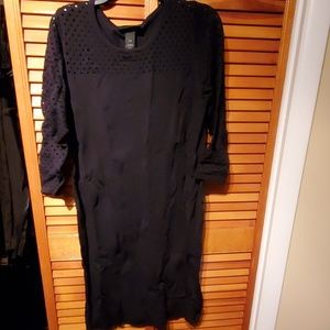 Black knit dress with belt